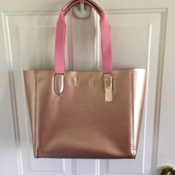 coach derby tote rose gold